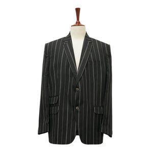 Mens 46R Wool Blazer Sport Coat Black White Pinstripe Preppy Formal Wedding